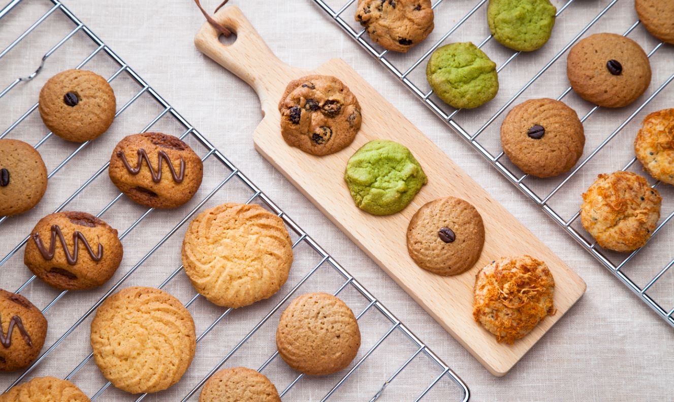 Variety of cookies on table